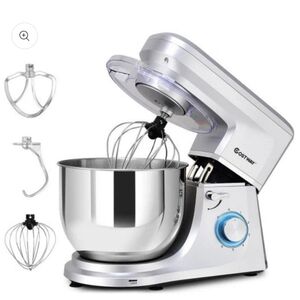 Costway 6 Speed 7.5Qt Tilt-Head Stainless Steel Silver Electric Food Stand Mixer